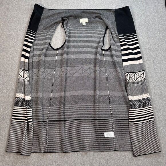Ruby Moon Open Cardigan Vest Women's Medium Boho Duster Stripes Black White - Picture 3 of 6